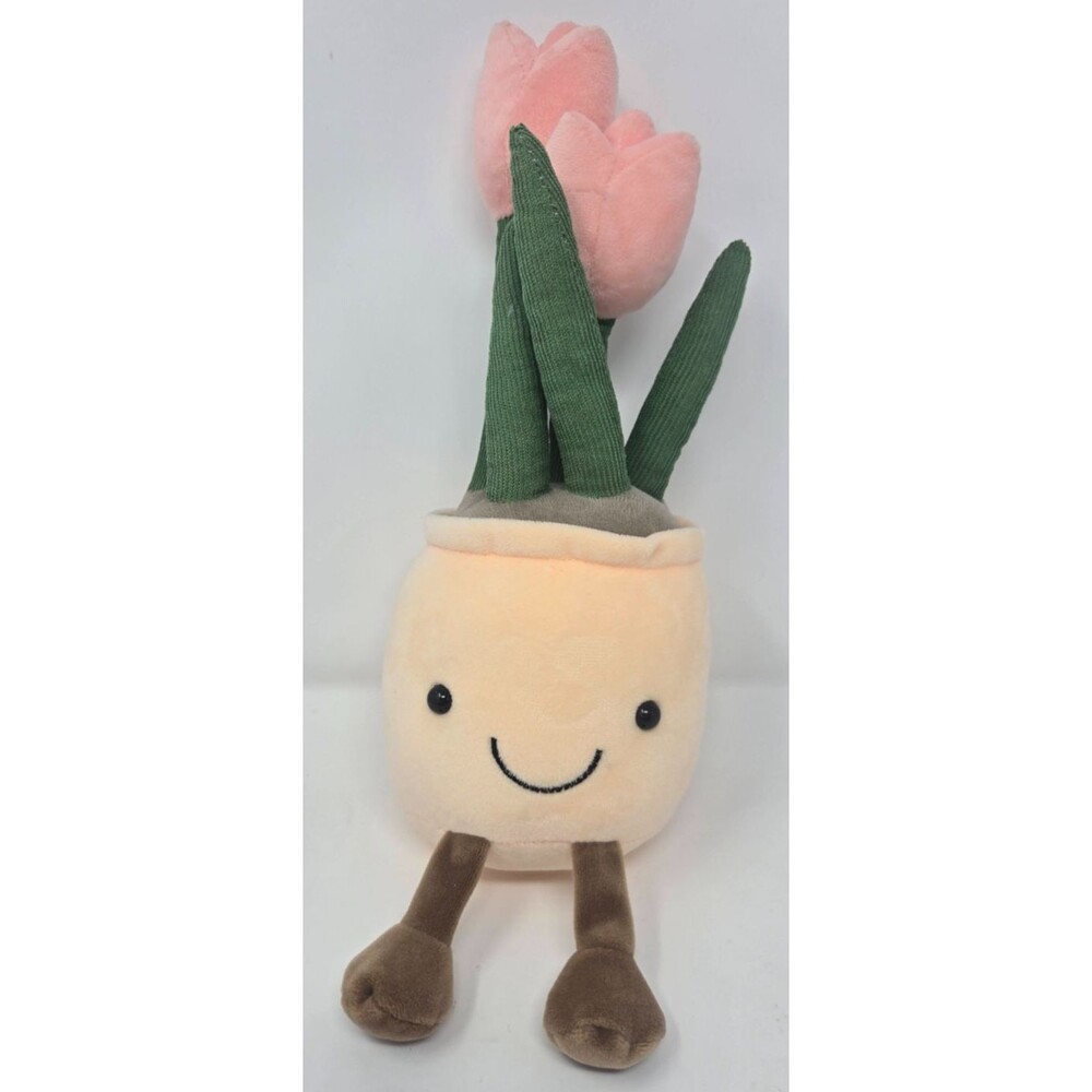 Kawaii Tulip Flower Pot Plush 12"Smiling Face Cottagecore Plant Toy Gift